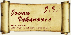 Jovan Vukanović vizit kartica